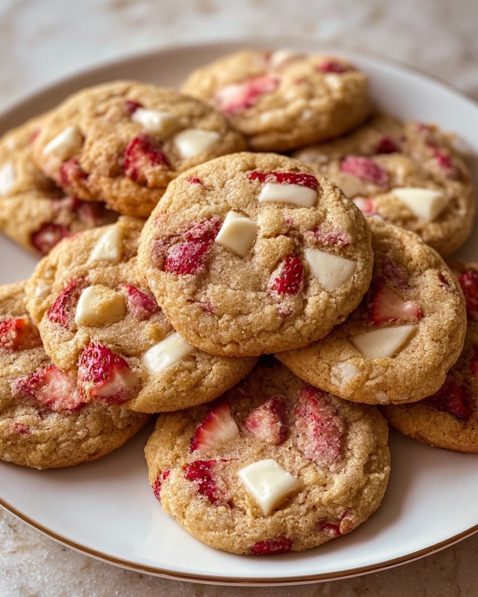 Strawberry Cheesecake Cookies Recipe - Recipe Image — Strawberry Cheesecake Cookies, strawberry cheesecake cookies, easy cheesecake cookies, fruity cookie recipes, quick dessert ideas