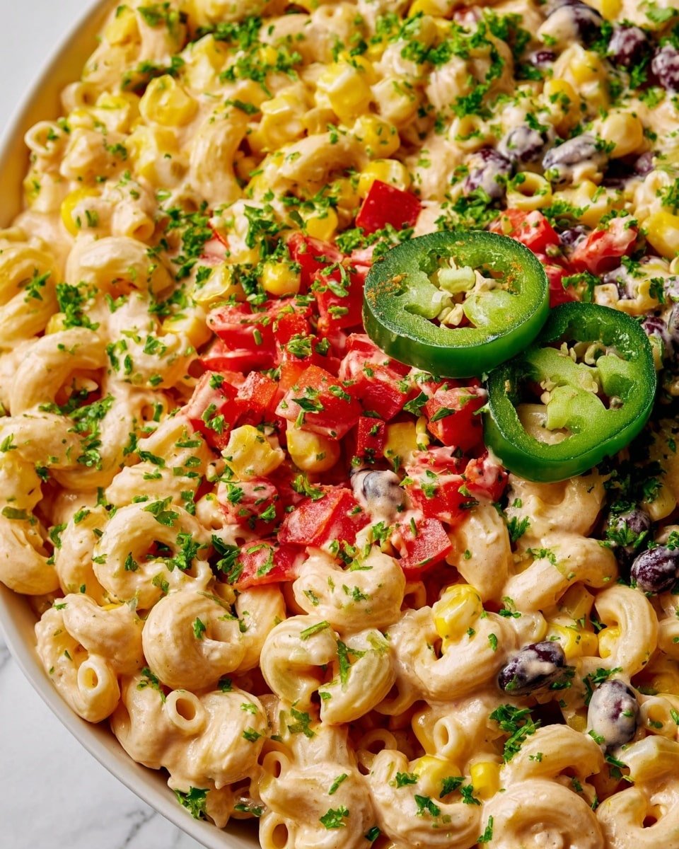Mexican Macaroni Salad Recipe - Recipe Image — Mexican Macaroni Salad, Mexican Macaroni Salad recipe, Mexican pasta salad, flavorful Mexican side dish, easy summer salad
