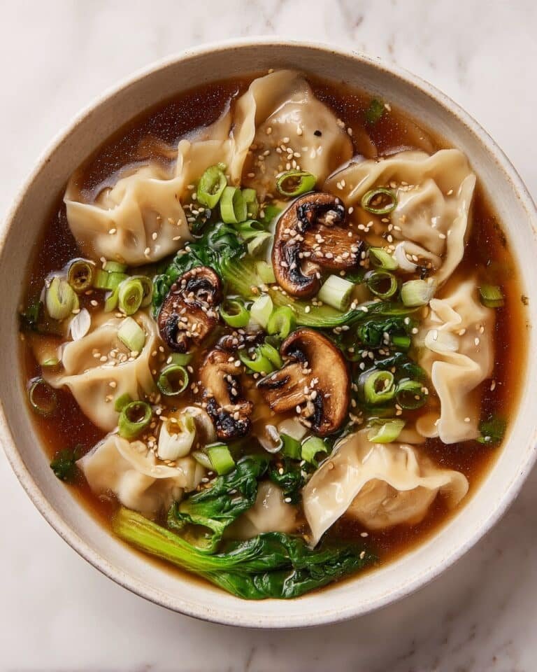Hearty Potsticker Soup with Mushrooms & Bok Choy Recipe