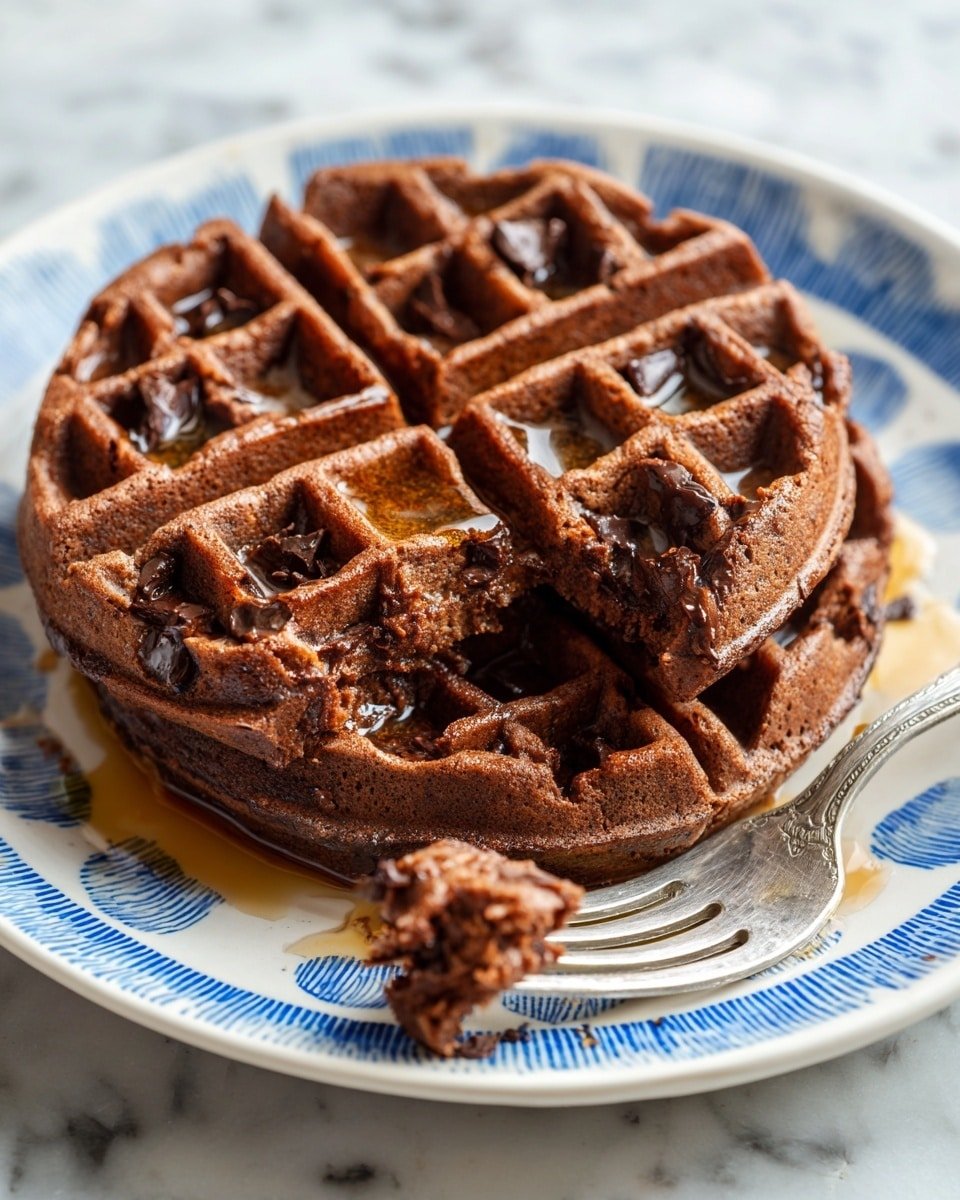 Brownie Waffles Recipe - Recipe Image — Brownie Waffles, chocolate brownie waffles, easy brownie waffles, homemade brownie waffles, decadent breakfast waffles