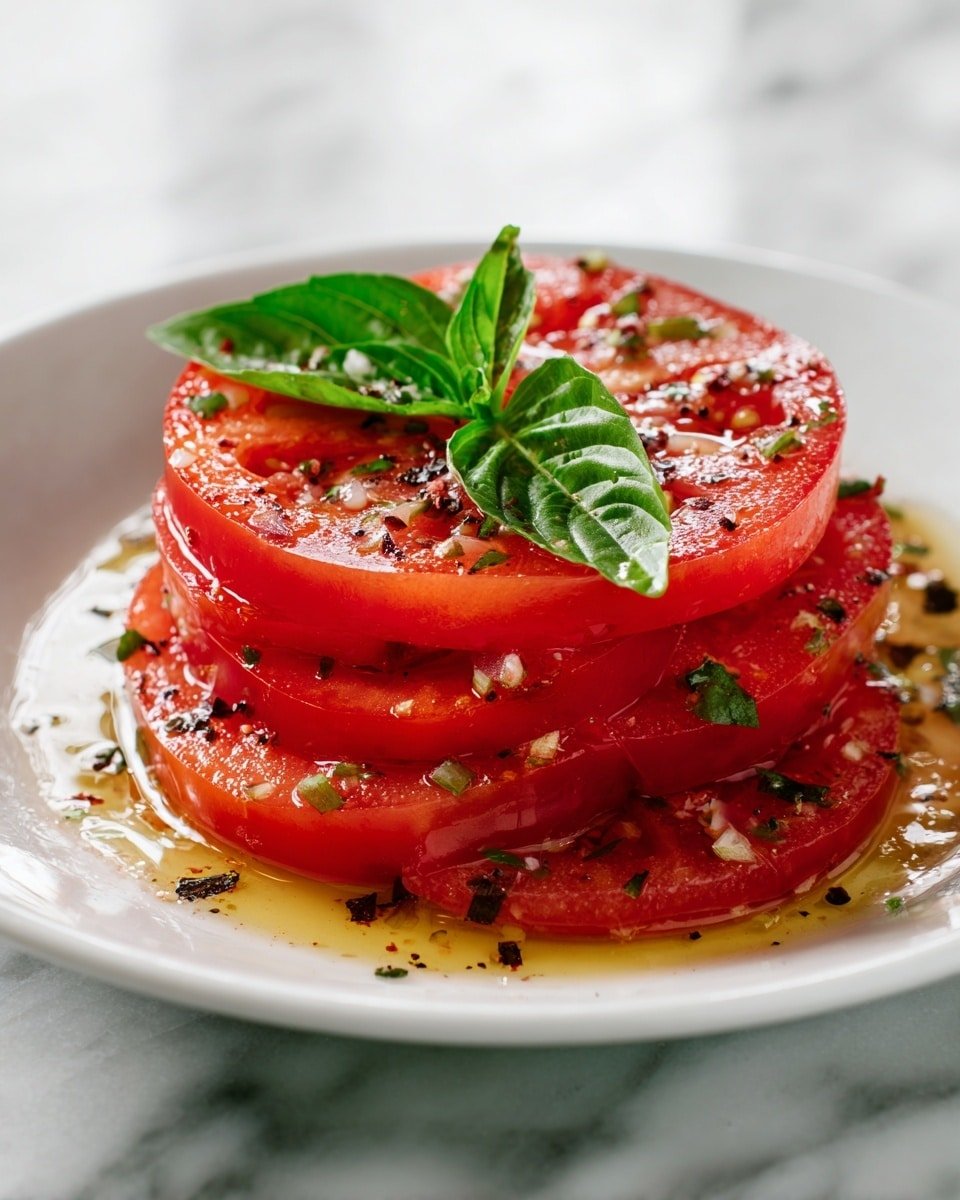 Marinated Tomatoes: A Delicious Recipe - Recipe Image — Marinated Tomatoes, easy tomato marinade, flavorful tomato side dish, summer tomato recipes, healthy marinated vegetables