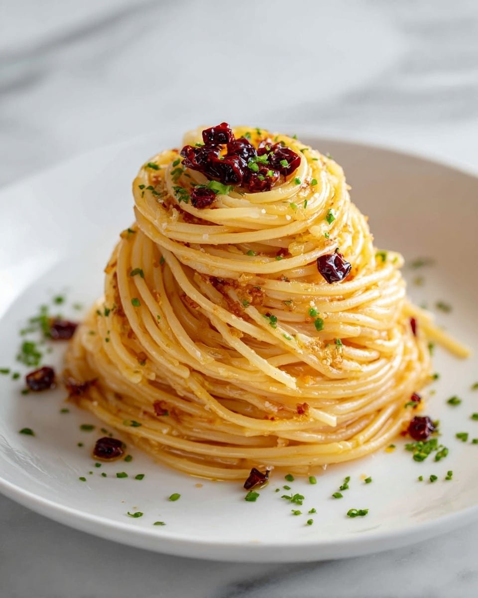 Caramelized Onion Pasta with Chili Oil Recipe - Recipe Image — Caramelized Onion Pasta with Chili Oil, caramelized onion pasta, spicy pasta recipe, onion pasta dish, chili oil pasta