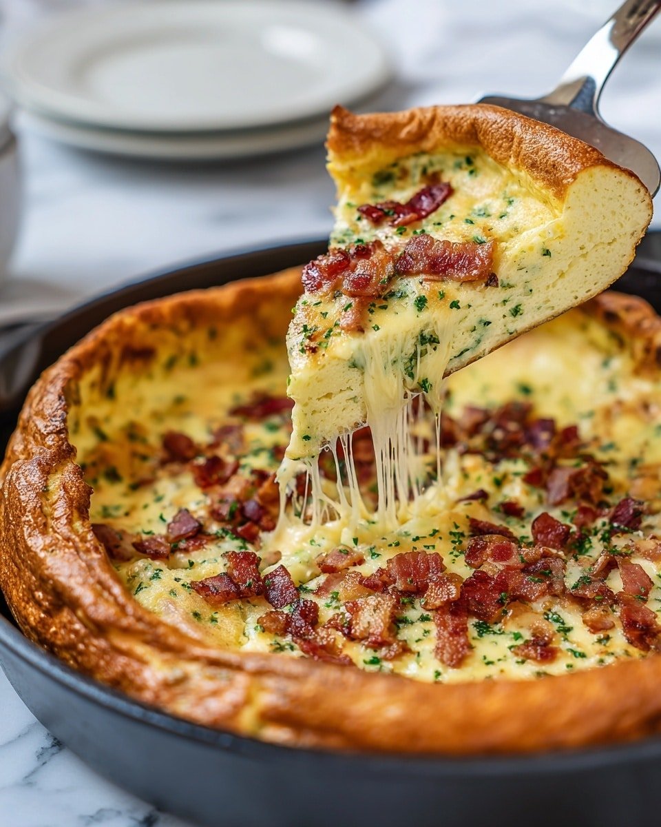 Savory Cheddar & Bacon Dutch Baby Recipe - Recipe Image — Savory Cheddar & Bacon Dutch Baby, Dutch Baby Recipes, brunch ideas with bacon and cheddar, savory breakfast dishes, easy Dutch Baby recipe