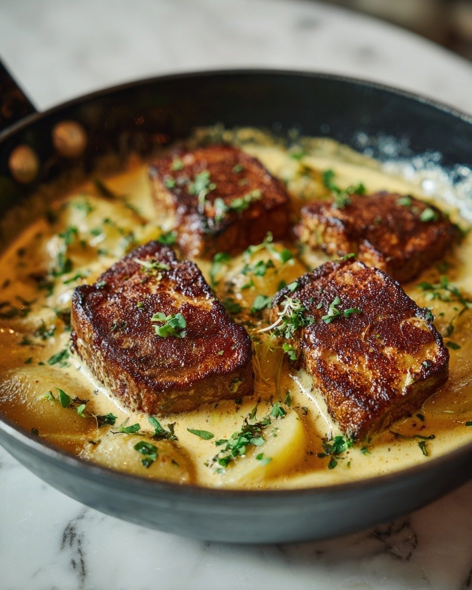 Smothered Pork Chop and Scalloped Potato Casserole Recipe - Recipe Image — Smothered Pork Chop and Scalloped Potato Casserole, hearty pork chop casserole, cheesy scalloped potatoes, comfort food casserole recipes, easy pork chop dinner