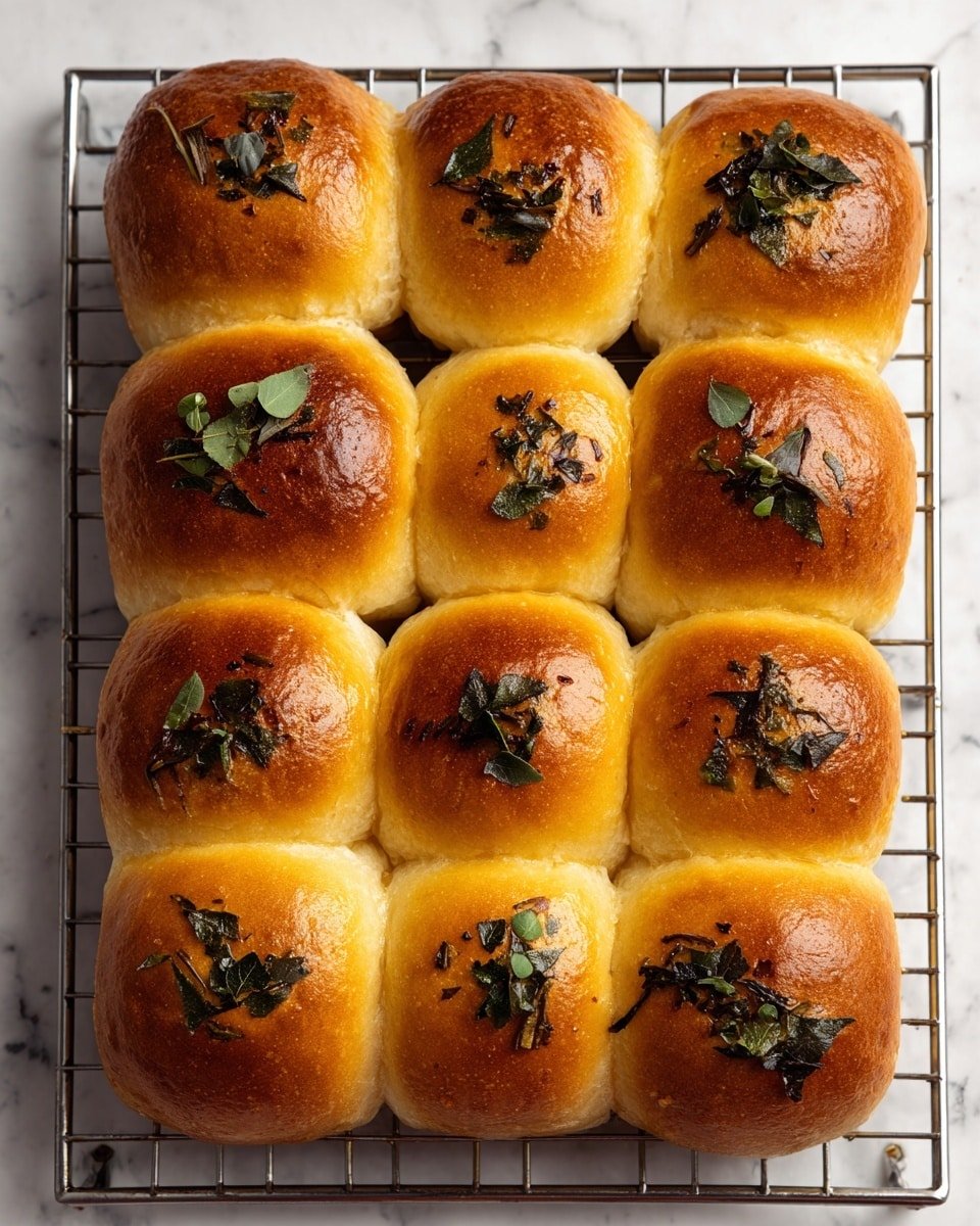 Soft Pumpkin Pull Apart Rolls with Sage Butter Recipe - Recipe Image — Soft Pumpkin Pull Apart Rolls with Sage Butter, pumpkin bread rolls, fall bread recipes, homemade pull apart rolls, cozy holiday bread