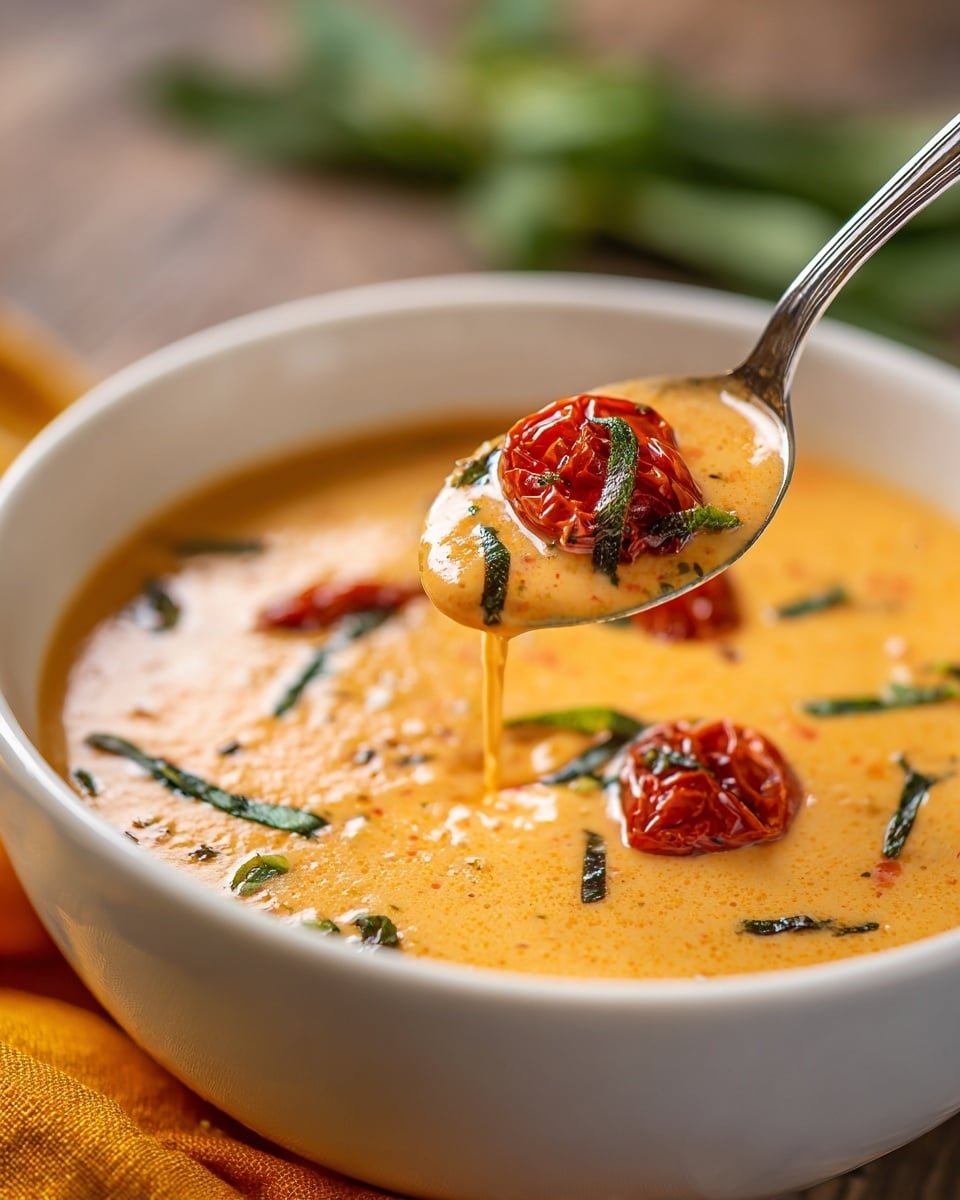 Best Creamy Roasted Garlic Tomato Soup Recipe - Recipe Image — Creamy Roasted Garlic Tomato Soup, roasted garlic tomato soup recipe, easy tomato soup with garlic, comforting creamy tomato soup, homemade roasted tomato soup