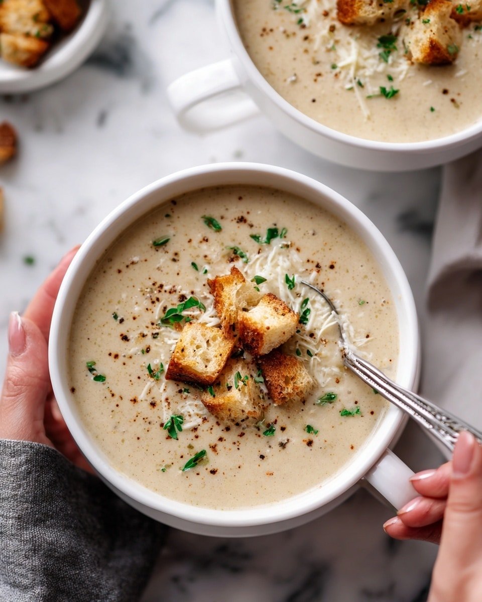 Tuscan Parmesan Cream Soup: A Comforting Delight Recipe - Recipe Image — Tuscan Parmesan Cream Soup, creamy Tuscan soup recipe, hearty cheese and herb soup, Italian-inspired comfort food, easy Tuscan soup idea