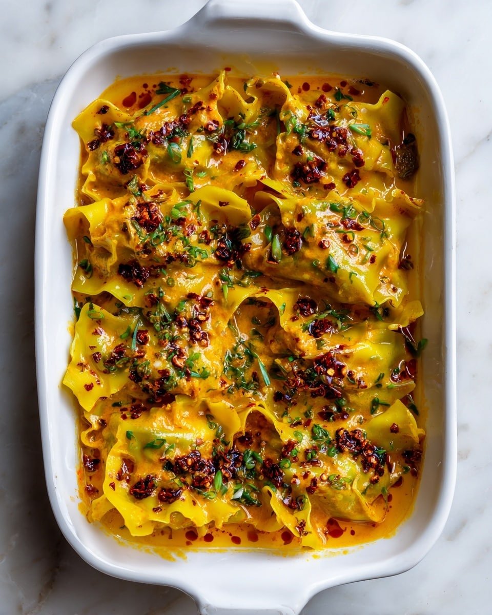 Viral Trader Joe's Dumpling Bake Recipe - Recipe Image — Viral Trader Joe's Dumpling Bake, Trader Joe's dumpling recipe, easy dumpling bake, Thai red curry dumplings, quick comfort food recipe