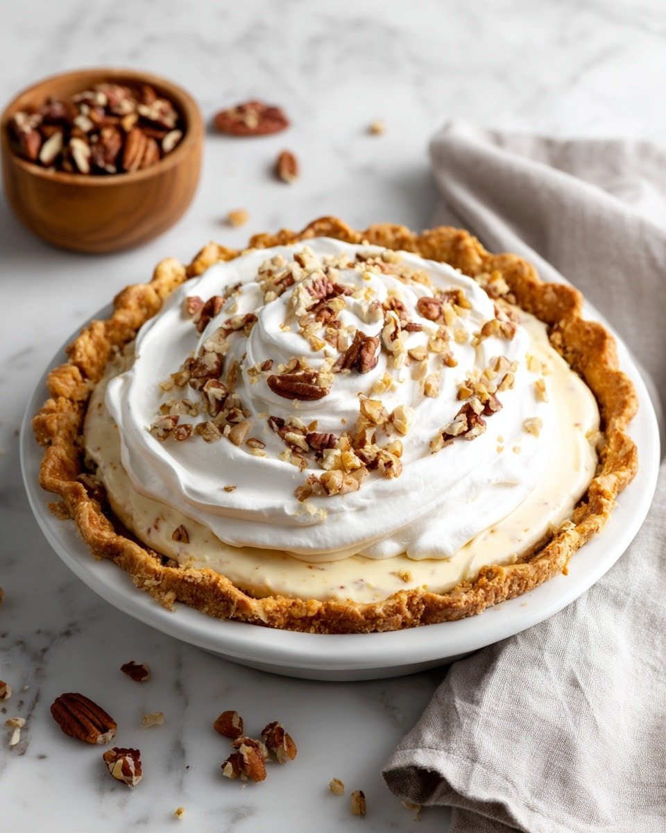 Pecan Cream Pie Recipe - Recipe Image — Pecan Cream Pie, pecan pie dessert, creamy pecan pie, homemade pecan pie, easy pecan pie recipe