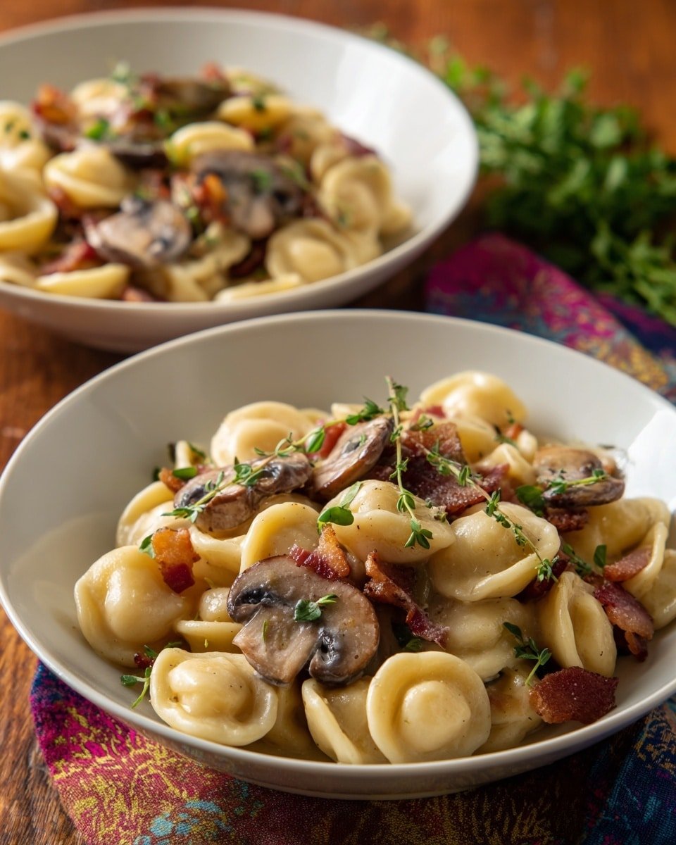 Orecchiette with Mushroom Thyme Sauce Recipe - Recipe Image — Orecchiette with Mushroom Thyme Sauce, mushroom thyme pasta, comforting mushroom pasta recipe, easy mushroom sauce pasta, cozy Italian pasta dish