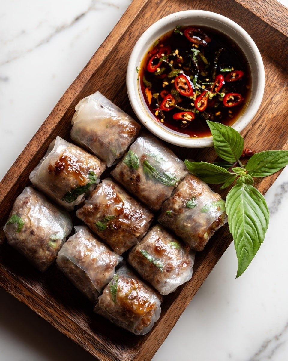 Thai Basil Beef Rolls – Fresh Thai Flavors in Every Bite Recipe - Recipe Image — Thai Basil Beef Rolls, Thai beef spring rolls, fresh Thai appetizer, Thai herbal lettuce wraps, Thai beef recipe