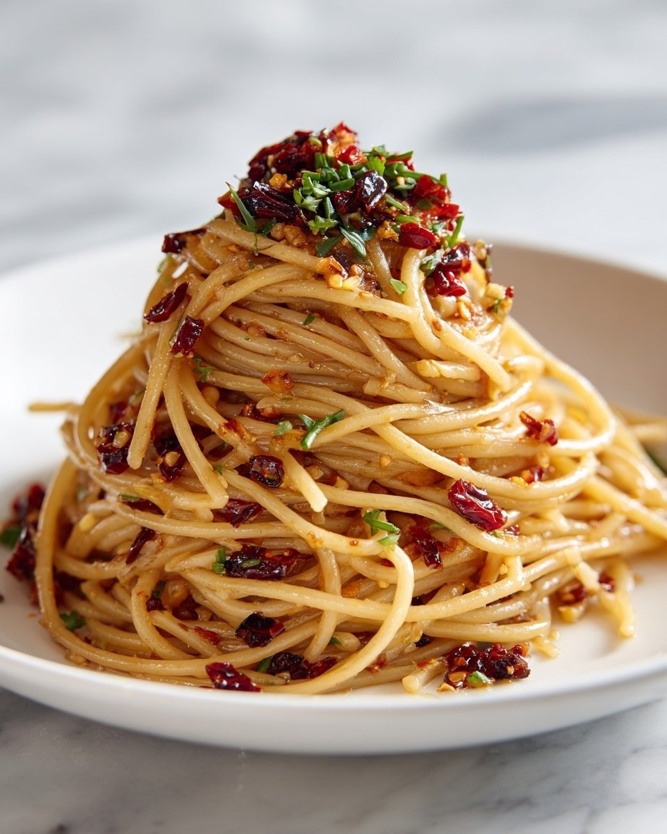 Caramelized Onion Pasta with Chili Oil Recipe - Recipe Image — Caramelized Onion Pasta with Chili Oil, caramelized onion pasta, spicy pasta recipe, onion pasta dish, chili oil pasta