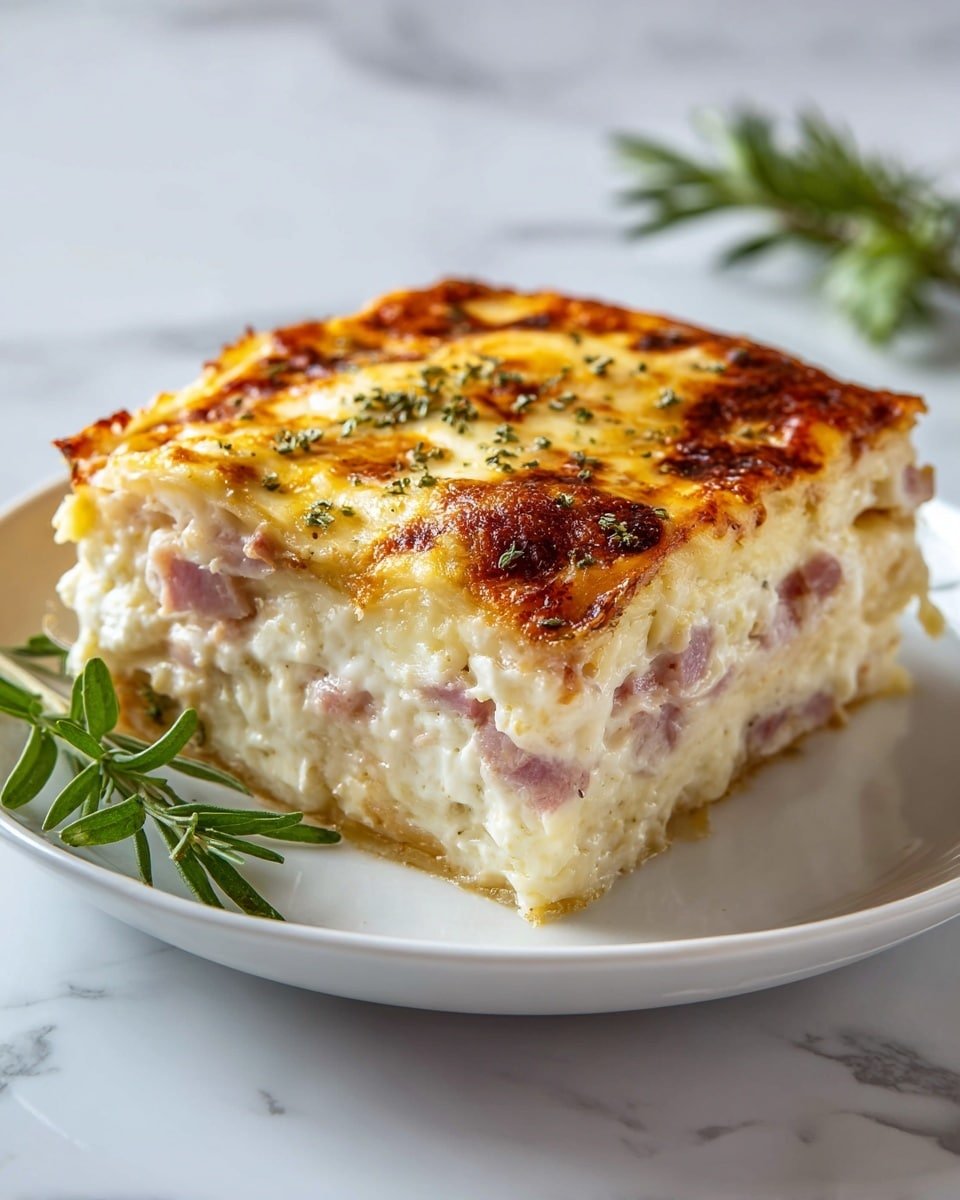 Croque Monsieur Pie: A Savory French Twist on Comfort Food Recipe - Recipe Image — Croque Monsieur Pie, savory French twist recipe, cheesy ham pie, French comfort food, gourmet quiche alternative