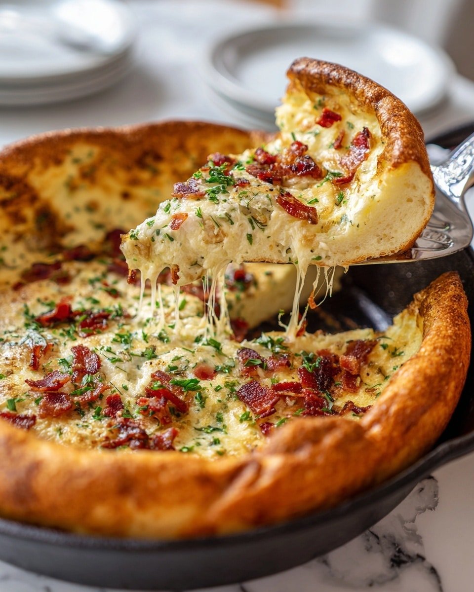 Savory Cheddar & Bacon Dutch Baby Recipe - Recipe Image — Savory Cheddar & Bacon Dutch Baby, Dutch Baby Recipes, brunch ideas with bacon and cheddar, savory breakfast dishes, easy Dutch Baby recipe