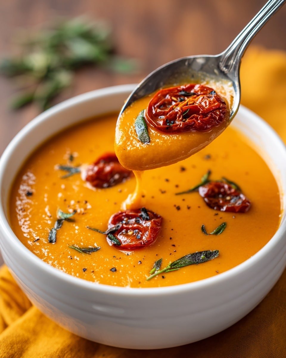 Best Creamy Roasted Garlic Tomato Soup Recipe - Recipe Image — Creamy Roasted Garlic Tomato Soup, roasted garlic tomato soup recipe, easy tomato soup with garlic, comforting creamy tomato soup, homemade roasted tomato soup