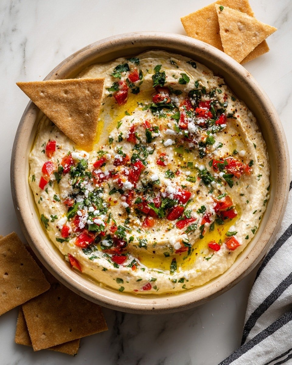 High Protein Cottage Cheese Giardiniera Dip Recipe - Recipe Image — High Protein Cottage Cheese Giardiniera Dip, healthy protein-packed dip, easy veggie dip recipe, flavorful cottage cheese dip, quick appetizer for gatherings