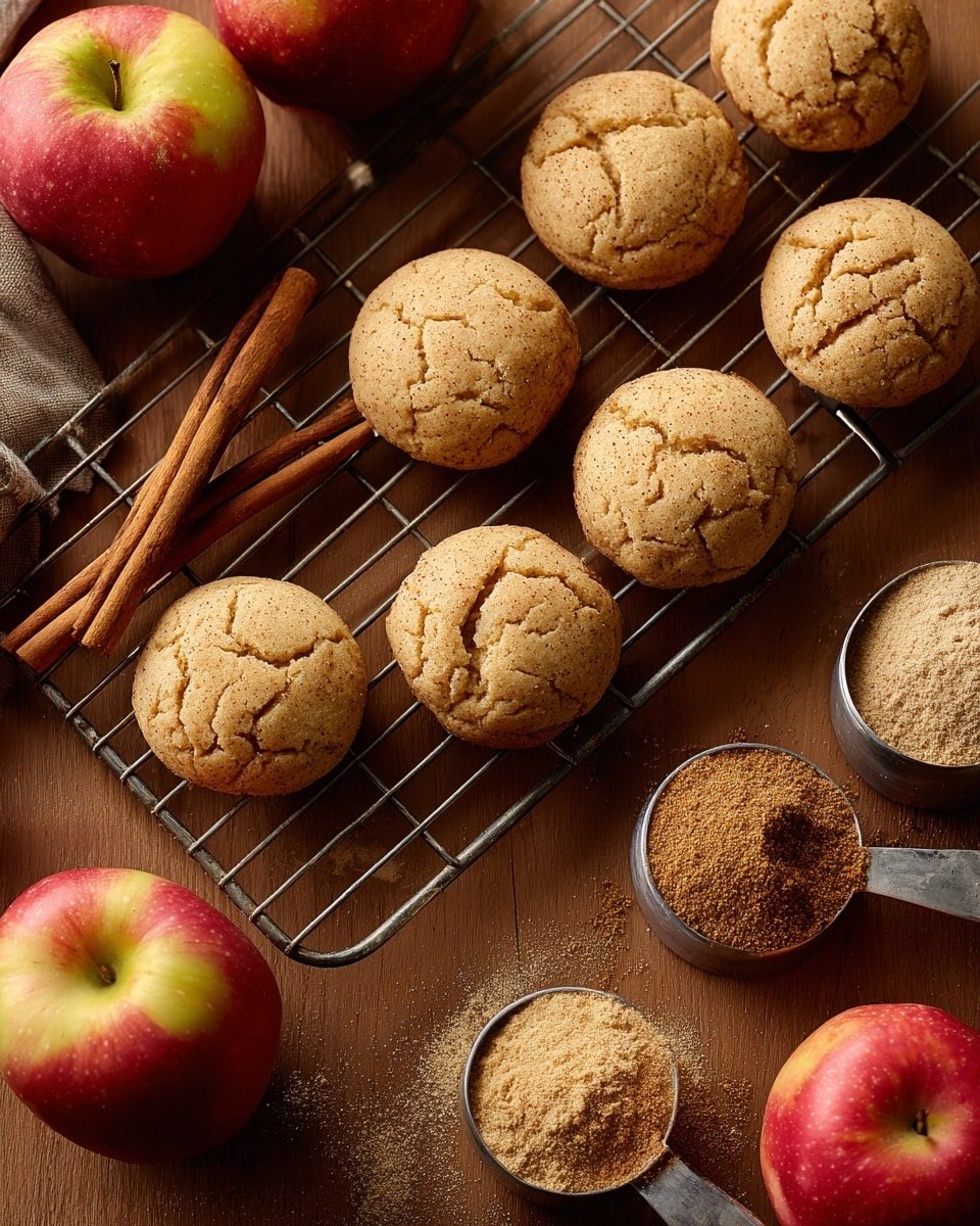 Apple Snickerdoodles Recipe - Recipe Image — Apple Snickerdoodles, cinnamon apple cookies, caramelized apple cookies, cozy apple dessert, soft cinnamon cookies