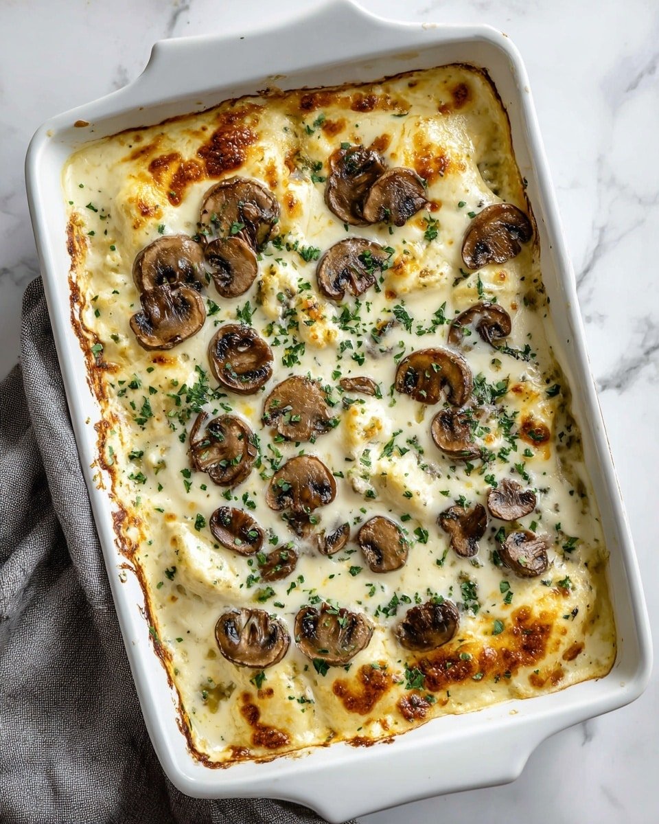 Keto Garlic Mushroom Chicken Casserole Recipe - Recipe Image — Keto Garlic Mushroom Chicken Casserole, low-carb chicken casserole, garlic mushroom chicken bake, keto comfort food, easy keto chicken recipe