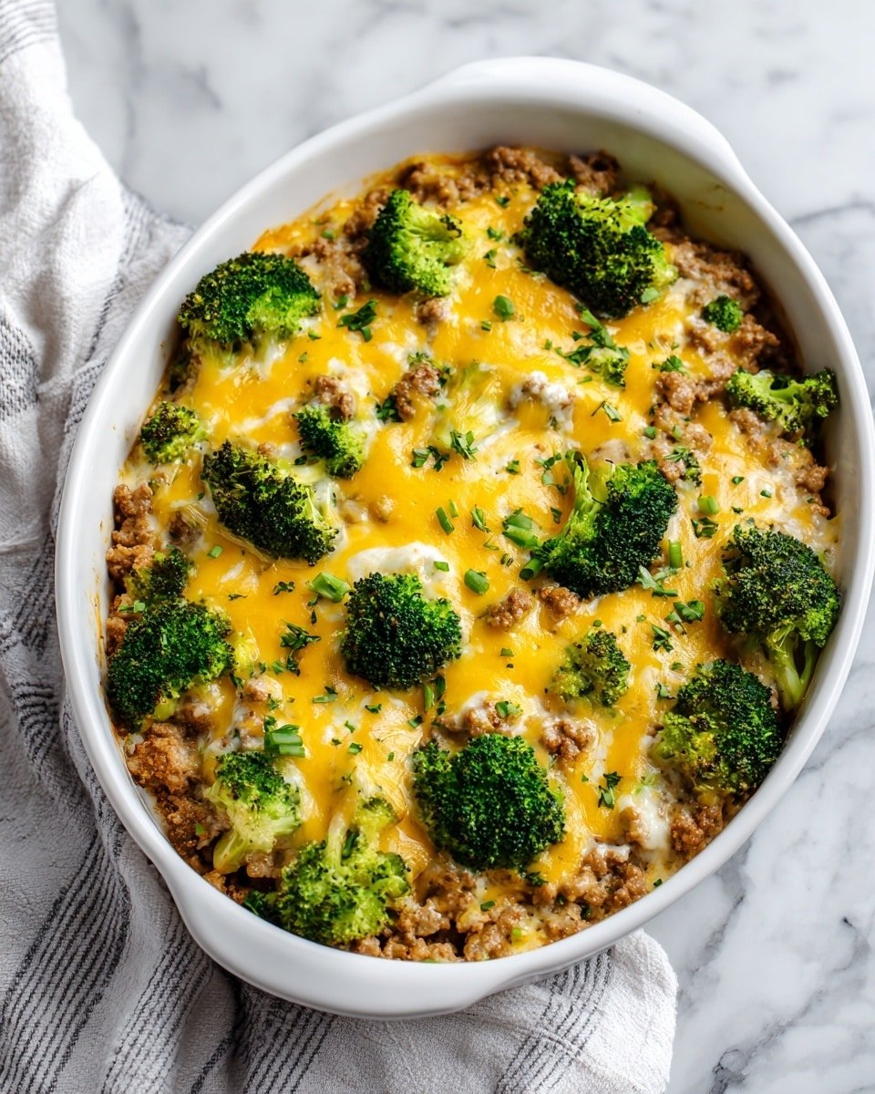 Keto Beef and Broccoli Casserole Recipe - Recipe Image — Keto Beef and Broccoli Casserole, keto beef casserole, low-carb beef and broccoli bake, keto comfort food, healthy beef casserole