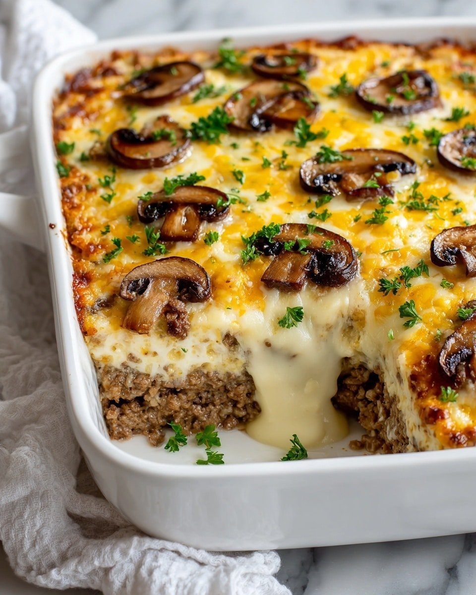 Keto Beef Stroganoff Casserole Recipe - Recipe Image — Keto Beef Stroganoff Casserole, low-carb beef casserole, keto comfort food, easy keto dinner, creamy mushroom beef bake