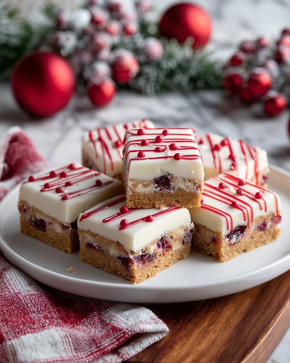 Christmas Cherry Bars Recipe - Recipe Image — Christmas Cherry Bars, festive cherry dessert, holiday baking recipes, tart cherry bars, white chocolate cherry treats