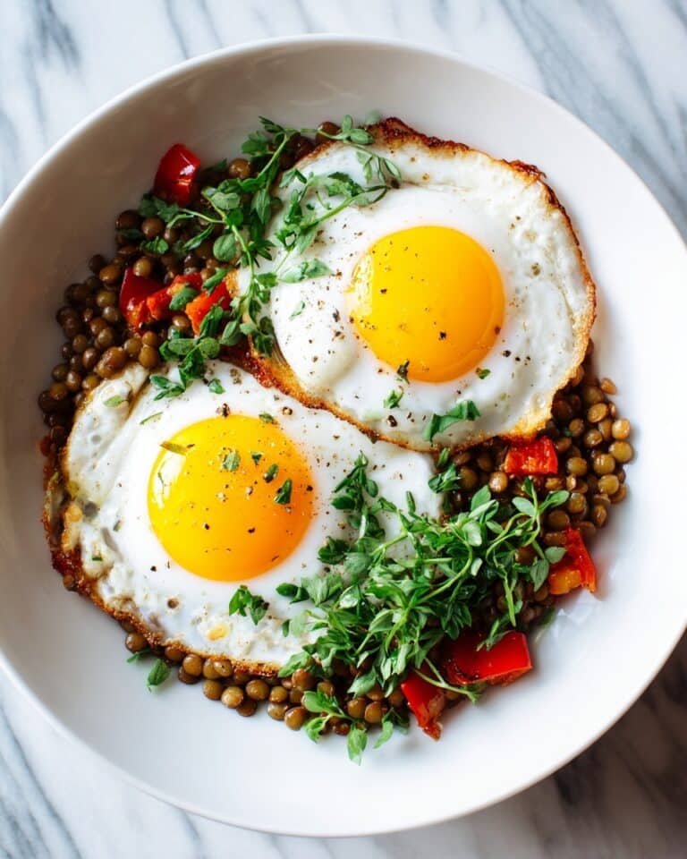 Savory Lentil Breakfast Bowl with Eggs, Spinach, and Avocado Recipe