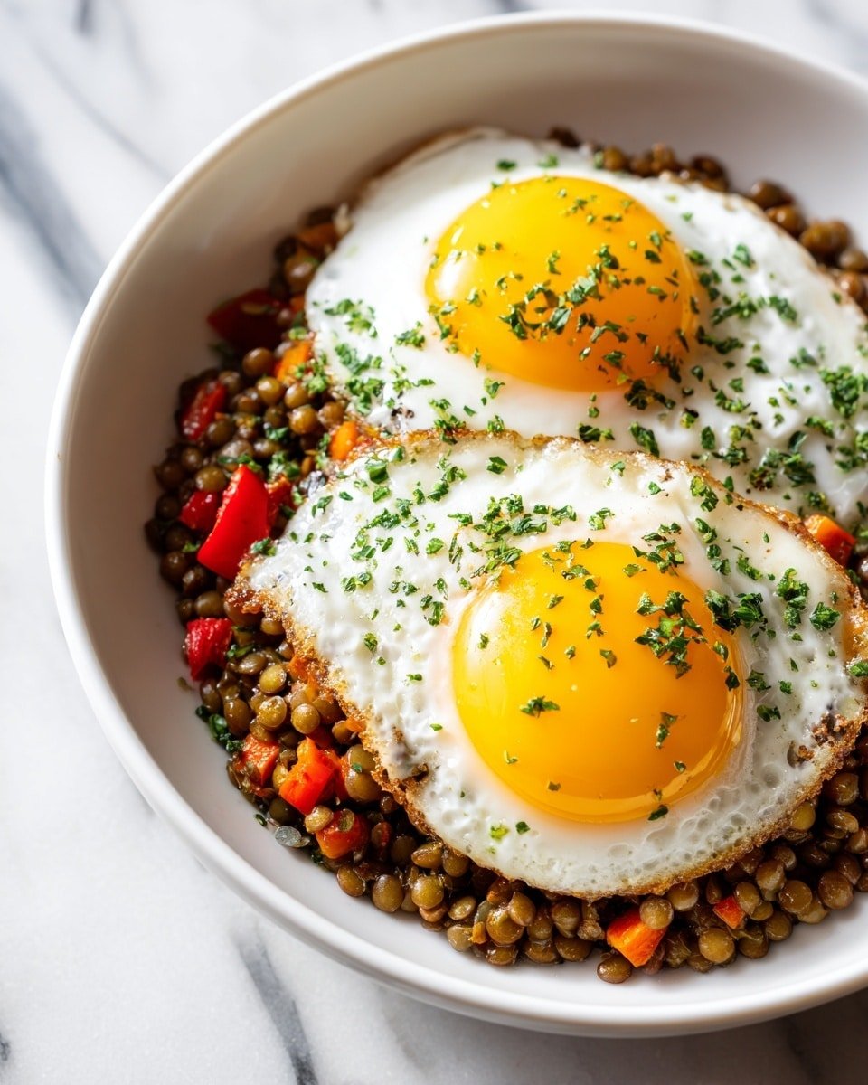 Savory Lentil Breakfast Bowl with Eggs, Spinach, and Avocado Recipe - Recipe Image — Savory Lentil Breakfast Bowl, hearty healthy breakfast recipes, eggs and spinach breakfast bowl, avocado breakfast ideas, nutritious brunch bowls