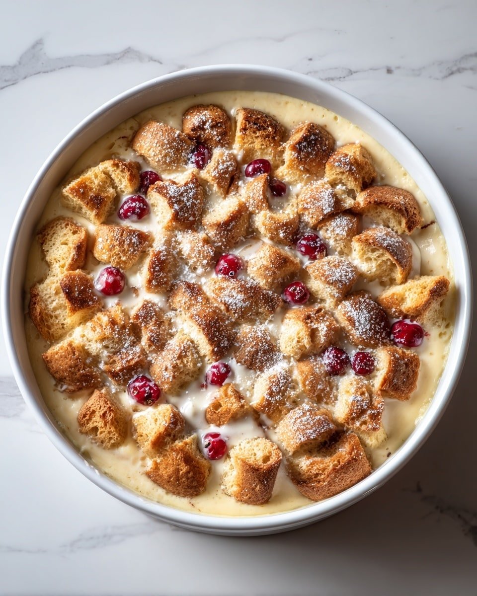 Eggnog Bread Pudding Recipe - Recipe Image — Eggnog Bread Pudding, festive bread pudding, holiday dessert recipes, creamy eggnog dessert, easy bread pudding with eggnog