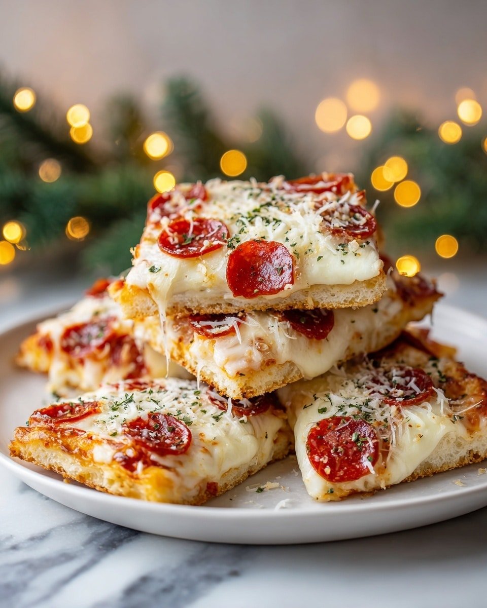 Christmas Pizza Bites Recipe - Recipe Image — Christmas Pizza Bites, festive appetizer ideas, holiday party snacks, quick Christmas finger foods, cheesy holiday appetizers