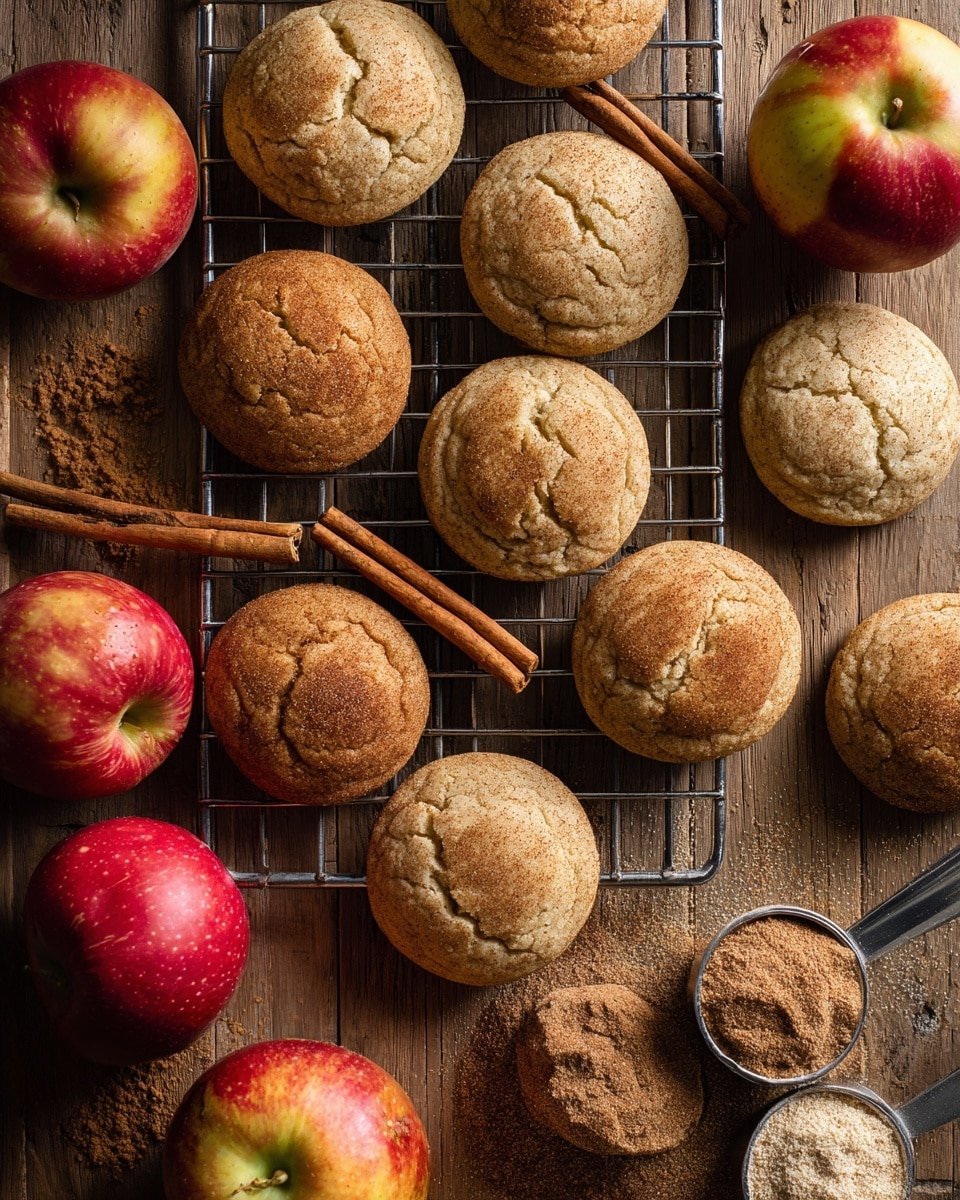 Apple Snickerdoodles Recipe - Recipe Image — Apple Snickerdoodles, cinnamon apple cookies, caramelized apple cookies, cozy apple dessert, soft cinnamon cookies