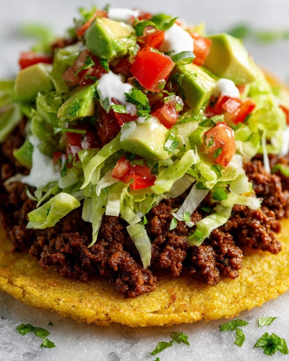 Keto Beef Tostadas Recipe - Recipe Image — Keto Beef Tostadas, low-carb tostadas, keto dinner ideas, keto beef recipes, easy keto tostadas