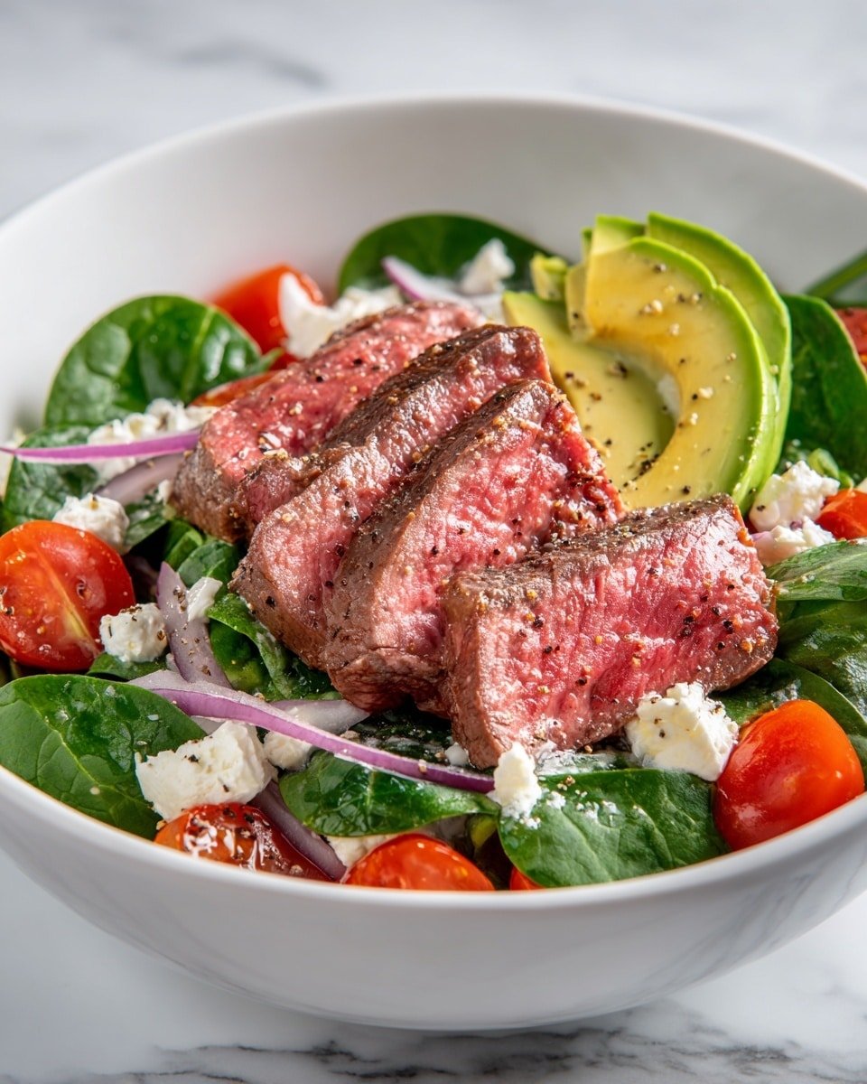 Keto Beef and Spinach Salad Recipe - Recipe Image — Keto Beef and Spinach Salad, keto beef salad recipe, low-carb beef salad, healthy keto spinach salad, easy keto salad ideas