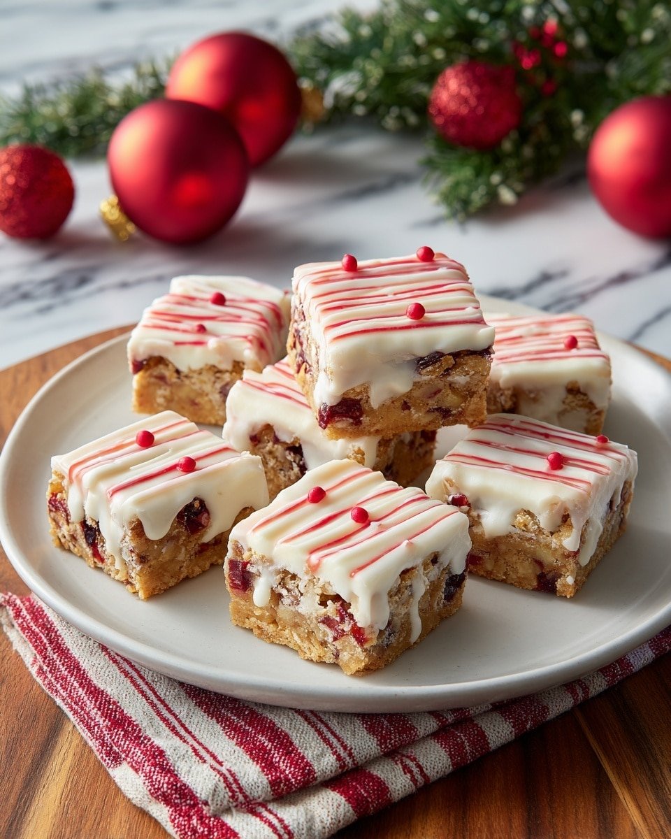 Christmas Cherry Bars Recipe - Recipe Image — Christmas Cherry Bars, festive cherry dessert, holiday baking recipes, tart cherry bars, white chocolate cherry treats