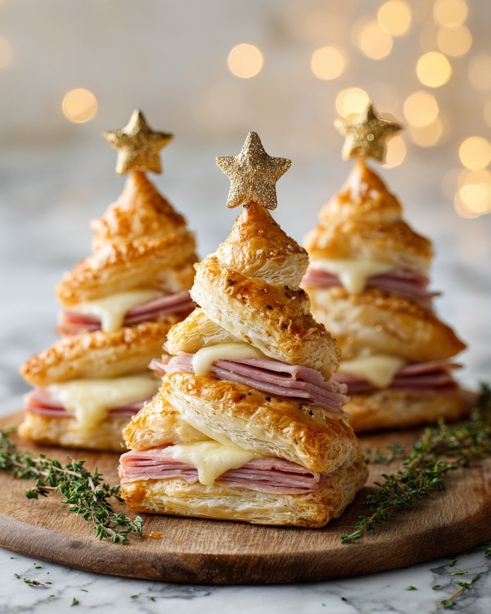 Ham & Cheese Puff Pastry Christmas Trees That Wow Your Guests Recipe - Recipe Image — Ham & Cheese Puff Pastry Christmas Trees, festive puff pastry appetizers, holiday cheese and ham pastries, Christmas party finger foods, easy festive pastry recipes