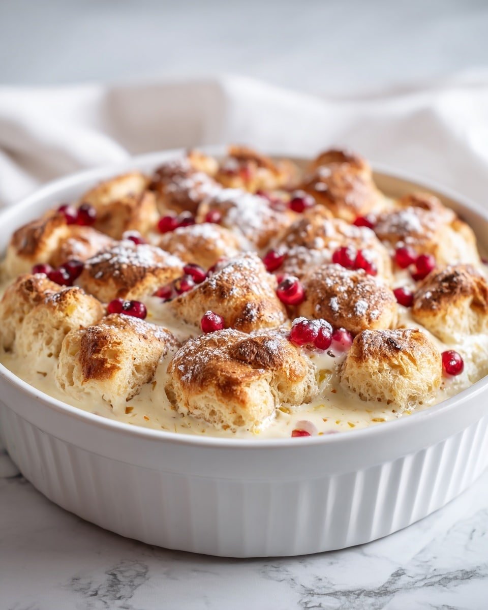 Eggnog Bread Pudding Recipe - Recipe Image — Eggnog Bread Pudding, festive bread pudding, holiday dessert recipes, creamy eggnog dessert, easy bread pudding with eggnog