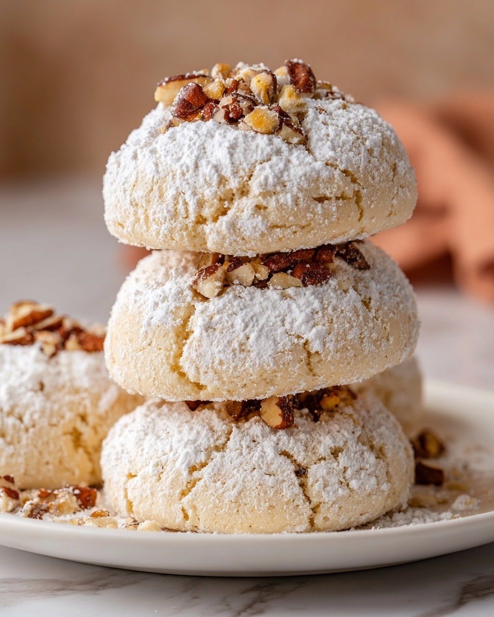 Buttery Pecan Snowball Cookies Recipe - Recipe Image — Buttery Pecan Snowball Cookies, Christmas cookie recipes, easy holiday cookies, nutty buttery cookies, snowball cookie recipe