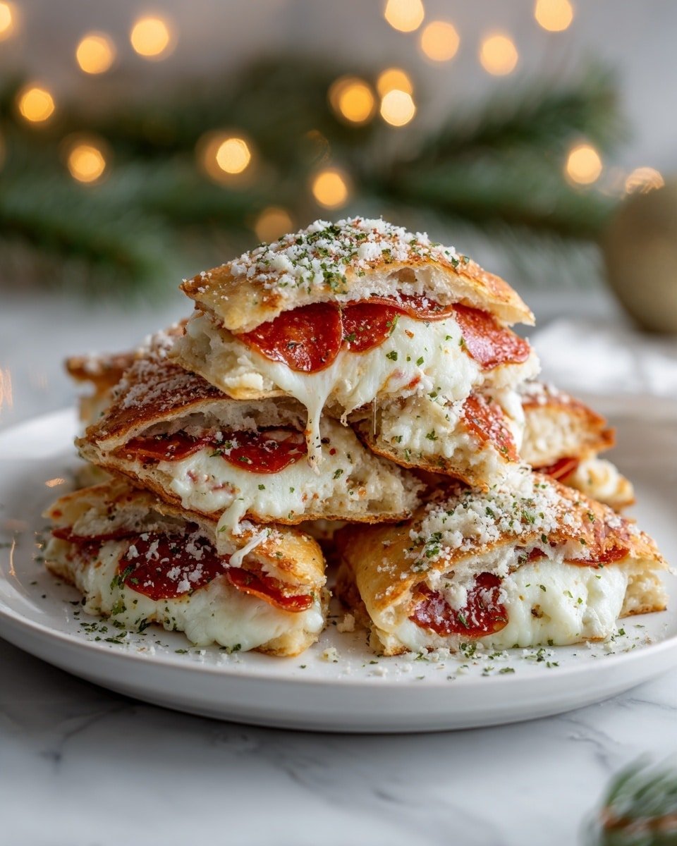 Christmas Pizza Bites Recipe - Recipe Image — Christmas Pizza Bites, festive appetizer ideas, holiday party snacks, quick Christmas finger foods, cheesy holiday appetizers