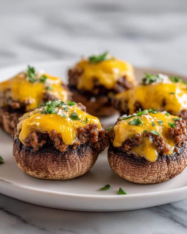 Keto Beef and Cheese Stuffed Mushrooms Recipe