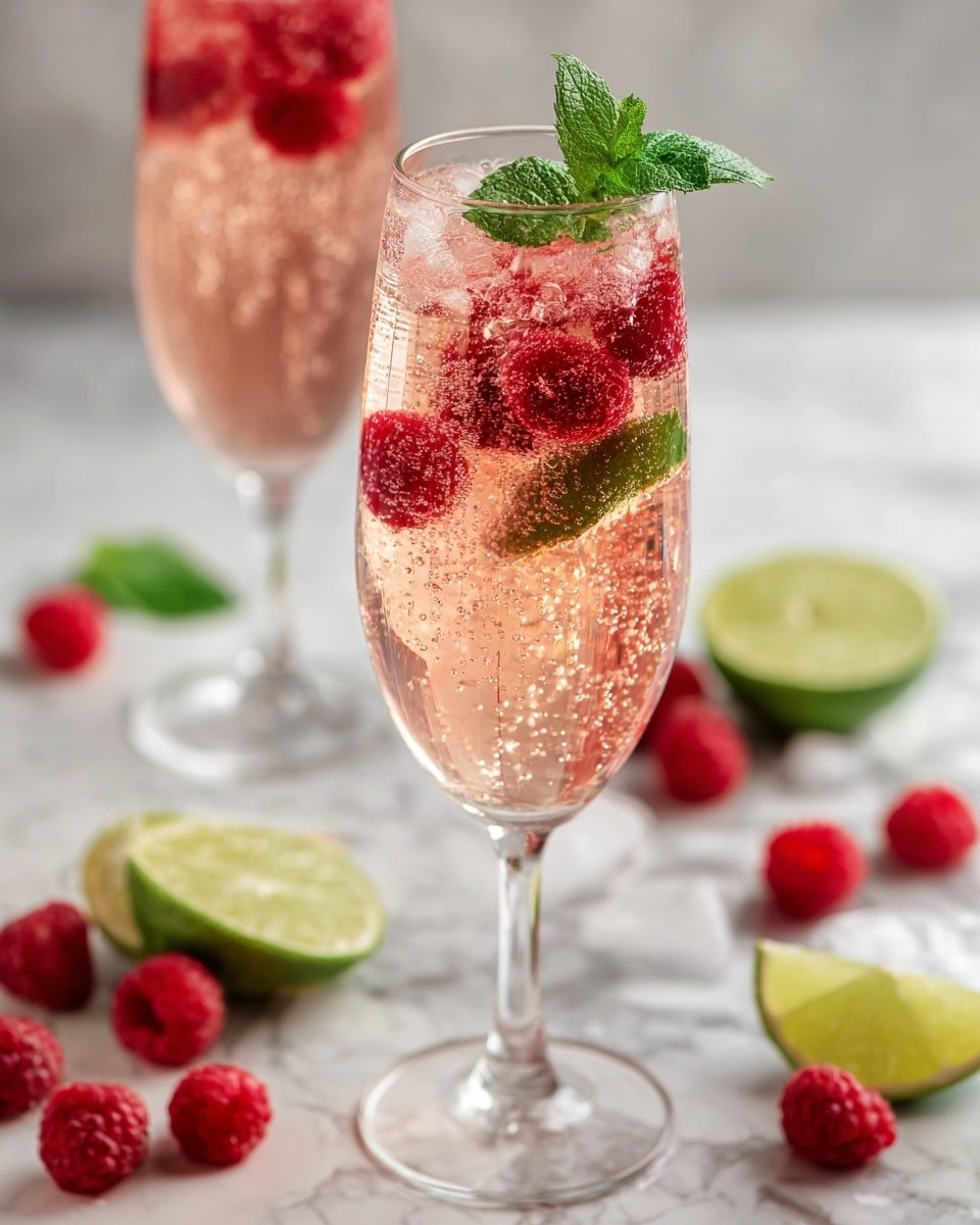 Raspberry Moscato Cocktail Recipe - Recipe Image — Raspberry Moscato Cocktail, easy raspberry wine cocktail, fruity Moscato drink, sparkling raspberry cocktail, summer berry cocktail