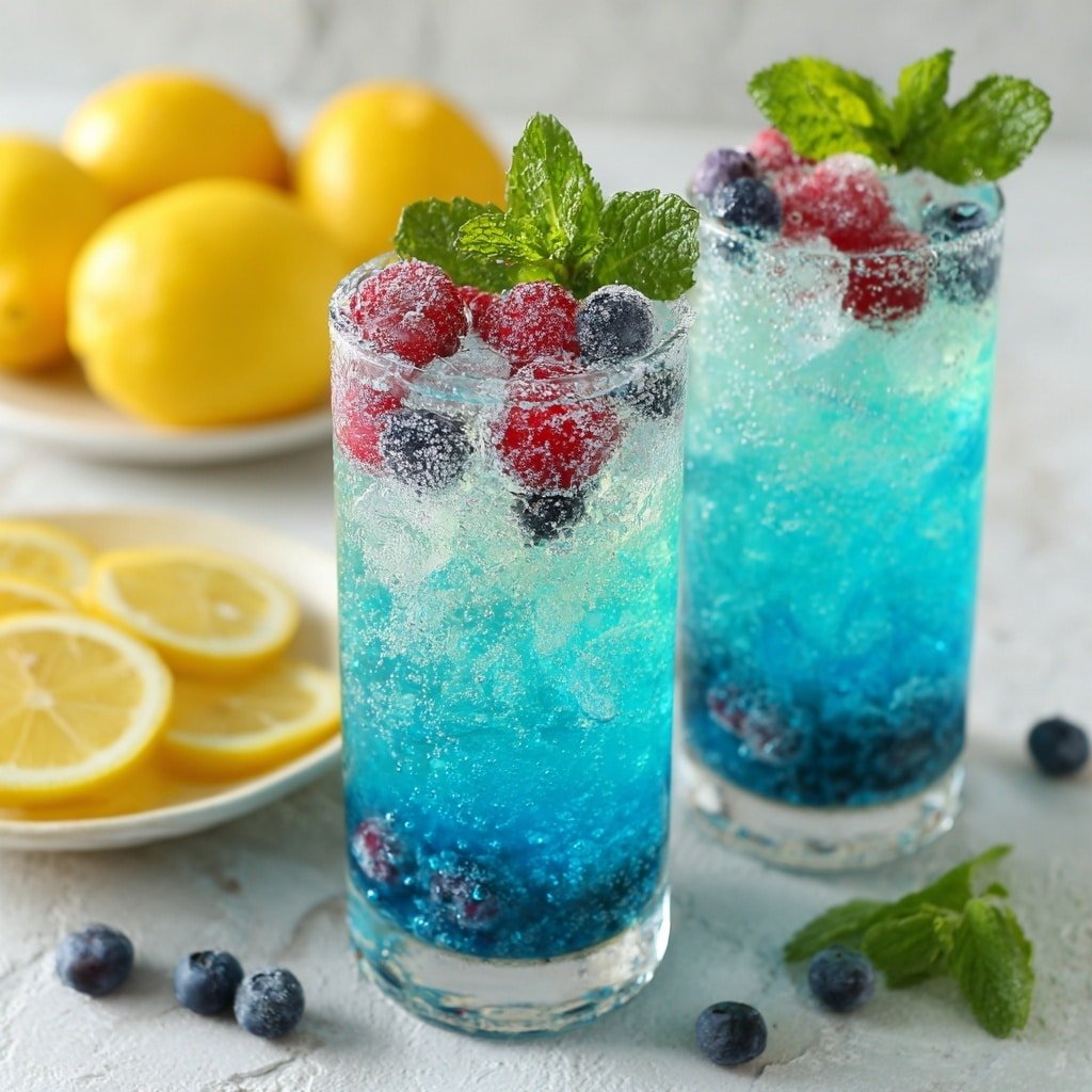 Blue Raspberry Lemonade Recipe - Recipe Image — Blue Raspberry Lemonade, Blue Raspberry Lemonade Beverage, Refreshing Blue Raspberry Drink, Homemade Lemonade with Blue Raspberry, Summer Lemonade Ideas