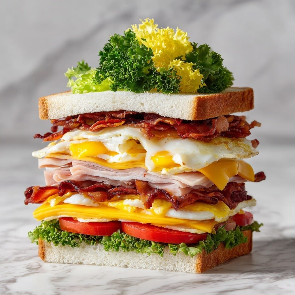 Cowboy Club Sandwich Recipe - Recipe Image — Cowboy Club Sandwich, Cowboy Club Sandwich recipe, hearty sandwich ideas, classic club sandwich, delicious breakfast sandwich