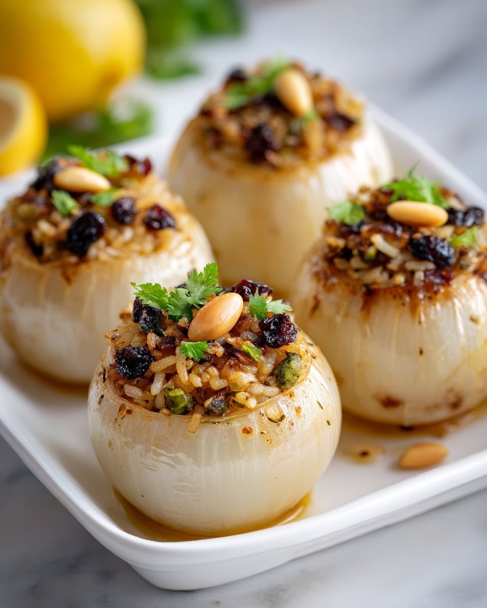 Greek Stuffed Onions Recipe - Recipe Image — Greek Stuffed Onions, Greek Stuffed Onions recipe, Greek onion dishes, Mediterranean stuffed onions, flavorful Greek onion recipes