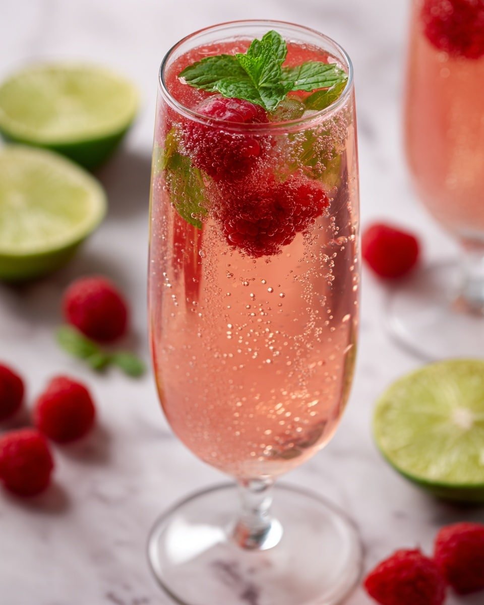 Raspberry Moscato Cocktail Recipe - Recipe Image — Raspberry Moscato Cocktail, easy raspberry wine cocktail, fruity Moscato drink, sparkling raspberry cocktail, summer berry cocktail