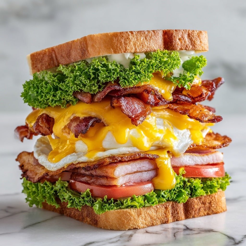 Cowboy Club Sandwich Recipe - Recipe Image — Cowboy Club Sandwich, Cowboy Club Sandwich recipe, hearty sandwich ideas, classic club sandwich, delicious breakfast sandwich