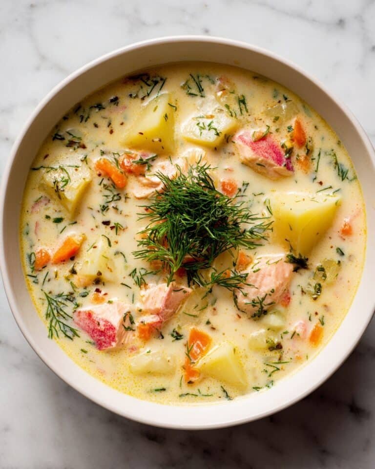 Creamy Dill Salmon Soup with Potatoes and Leeks Recipe