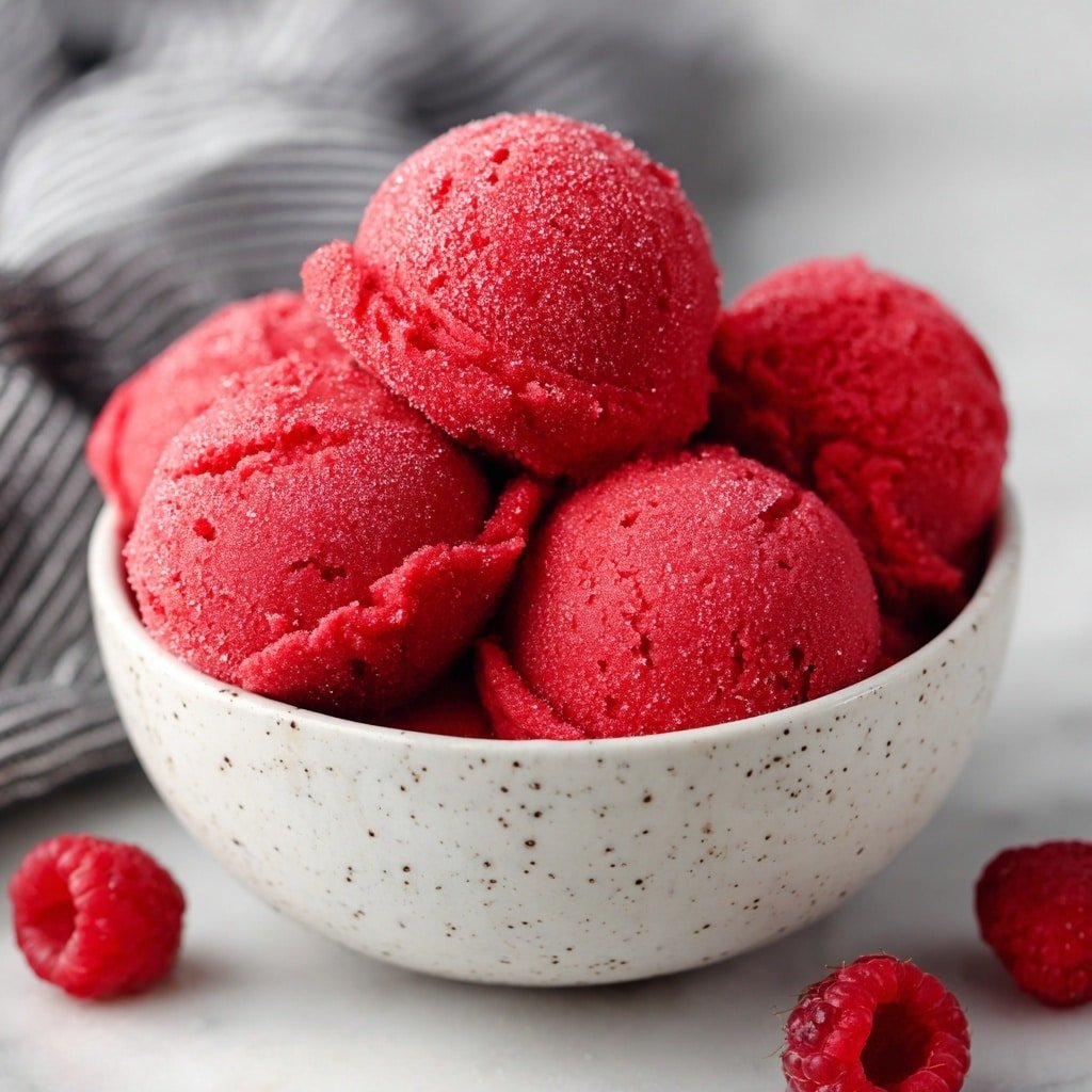 Refreshing Raspberry Sorbet Recipe - Recipe Image — Refreshing Raspberry Sorbet, raspberry sorbet recipe, easy homemade raspberry sorbet, summer fruit sorbet, tart and sweet raspberry dessert