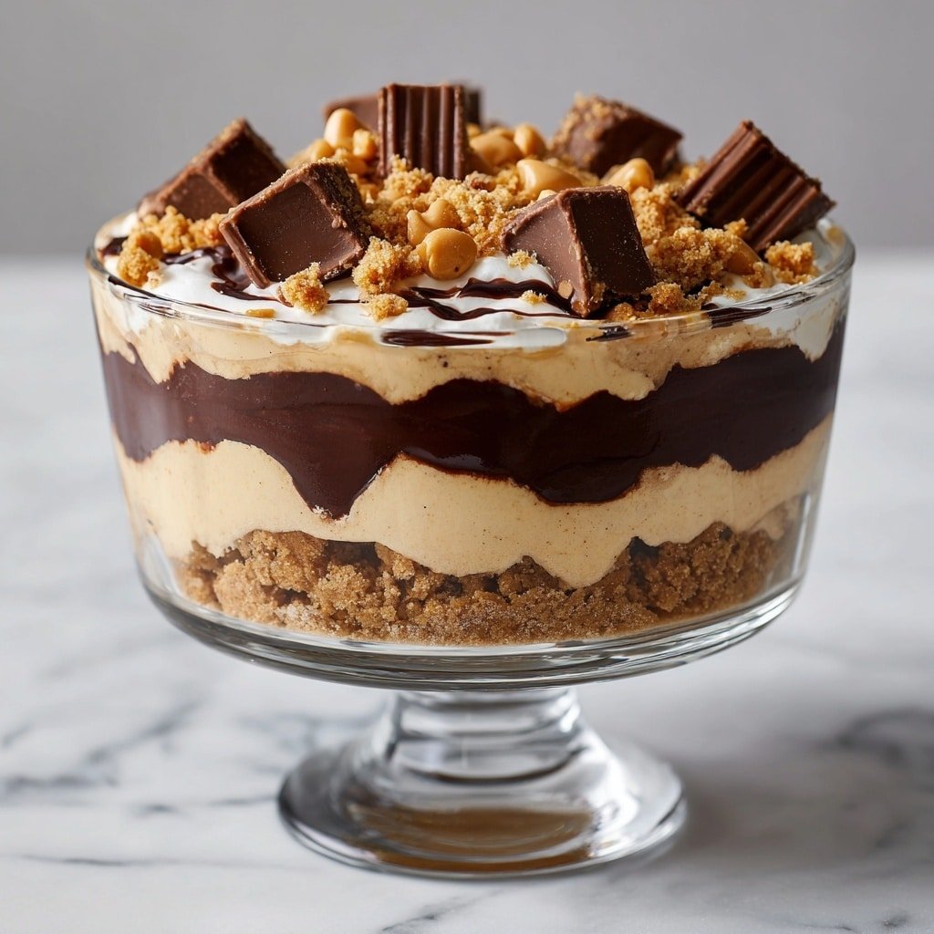 Peanut Butter Cup Sundae Recipe - Recipe Image — Peanut Butter Cup Sundae, Peanut Butter Cup Sundae Recipe, Chocolate Peanut Butter Sundae, Easy Ice Cream Sundae, No-Bake Sundae dessert