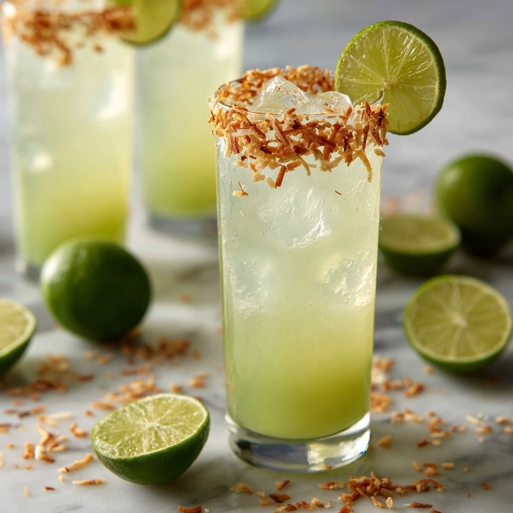 Coconut Lime Refresher Recipe - Recipe Image — Coconut Lime Refresher, Coconut Lime Drink, Tropical Lime Mocktail, Refreshing Coconut Lime Beverage, Easy Coconut Lime Hydration