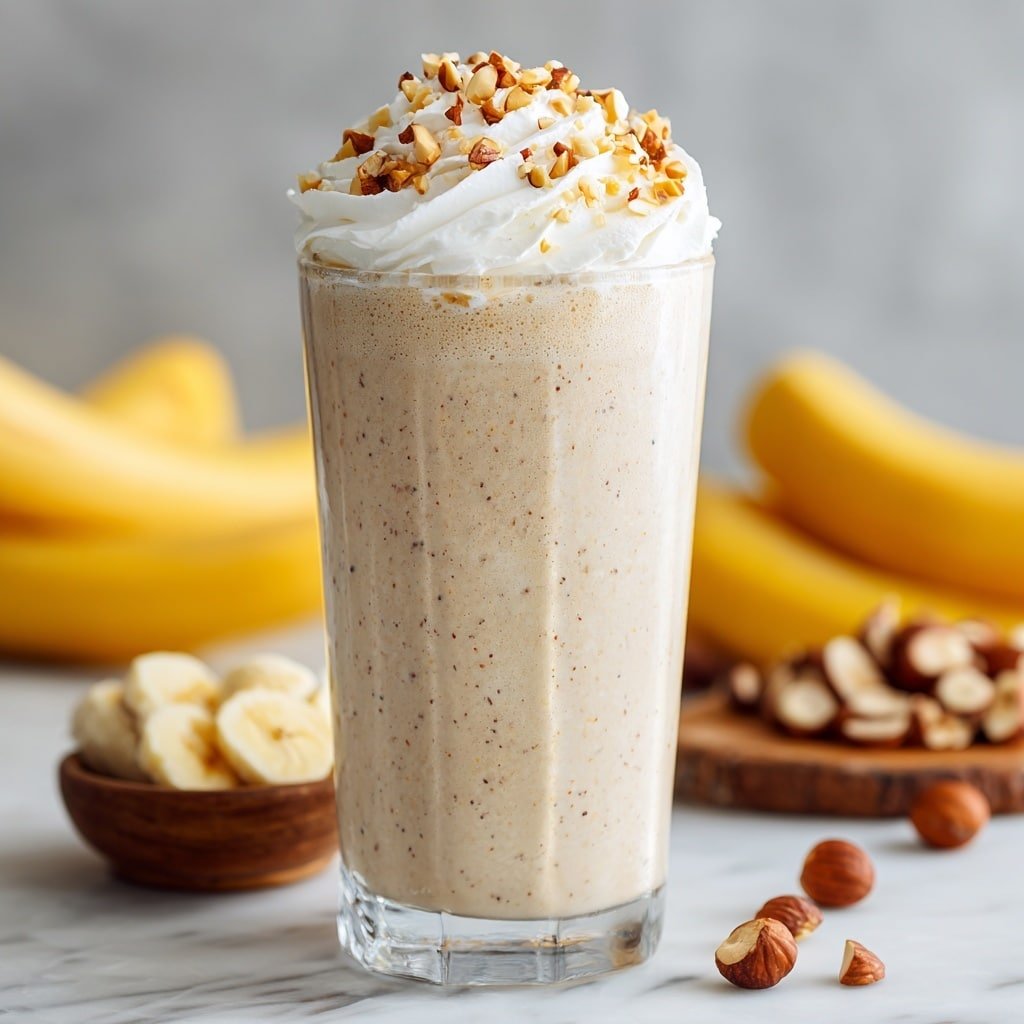 Banana Nutella Milkshake Recipe - Recipe Image — Banana Nutella Milkshake, banana Nutella drink, creamy banana Nutella shake, easy banana milkshake recipe, indulgent banana dessert