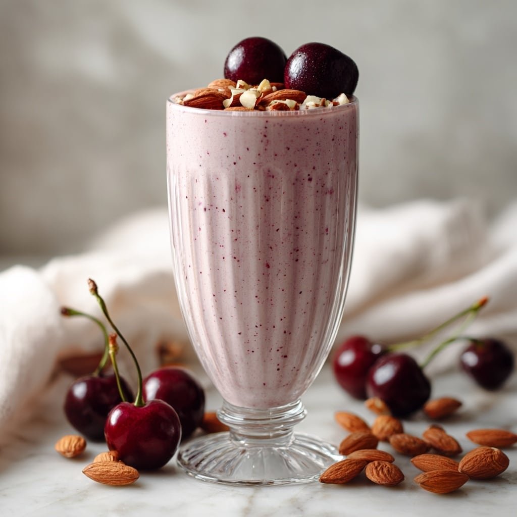 Cherry Almond Milkshake Recipe - Recipe Image — Cherry Almond Milkshake, Cherry Almond Milkshake Recipe, Easy Cherry Almond Shake, Summer Cherry Milkshake, Creamy Cherry Nut Milkshake